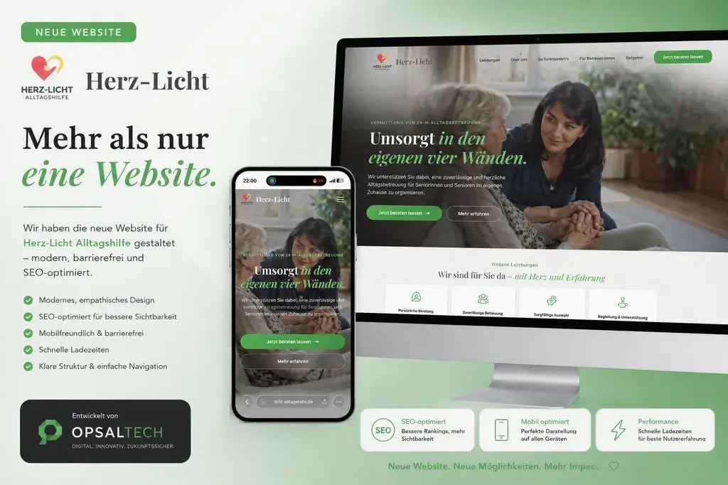 Neue Website von Herz-Licht Alltagshilfe auf Laptop und Smartphone