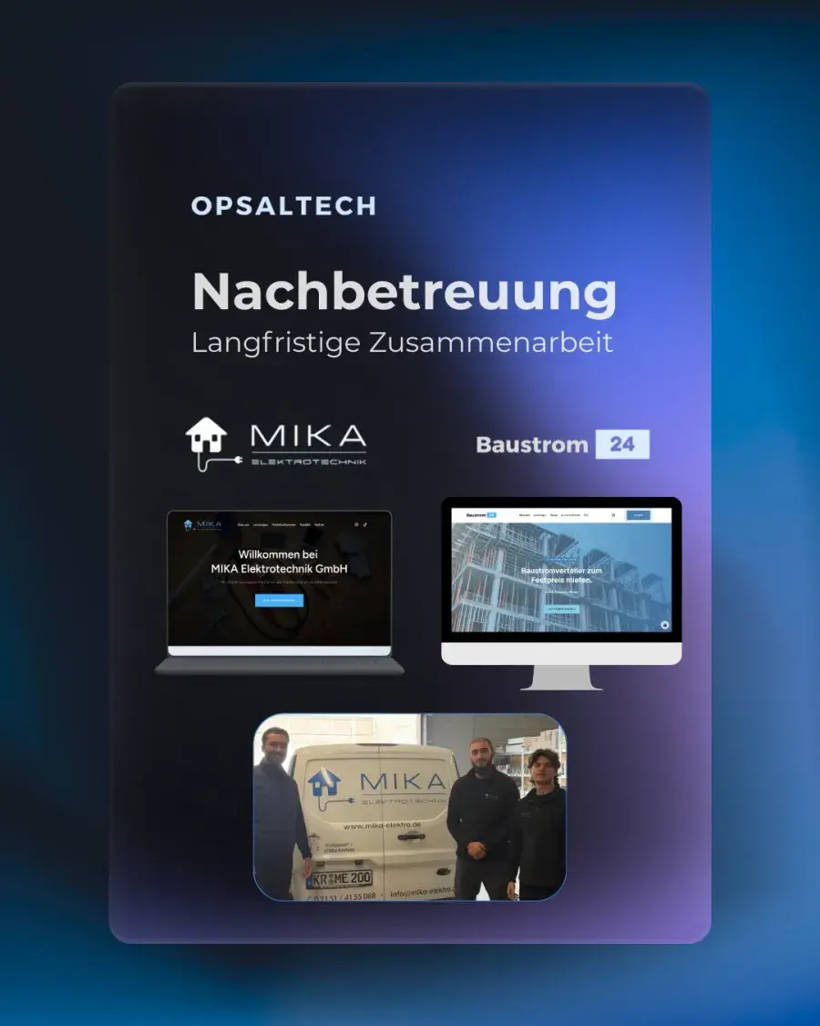Nachbetreuung der Websites von MIKA Elektrotechnik und Baustrom24 durch OPSALTECH